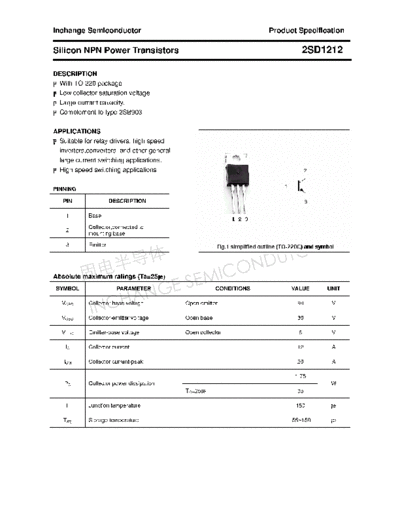 Inchange Semiconductor 2sd1212  . Electronic Components Datasheets Active components Transistors Inchange Semiconductor 2sd1212.pdf