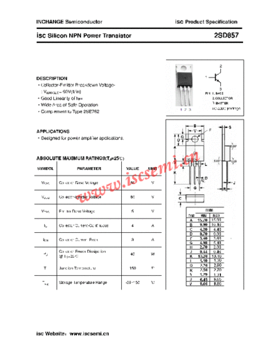 . Electronic Components Datasheets 2sd857  . Electronic Components Datasheets Active components Transistors Inchange Semiconductor 2sd857.pdf