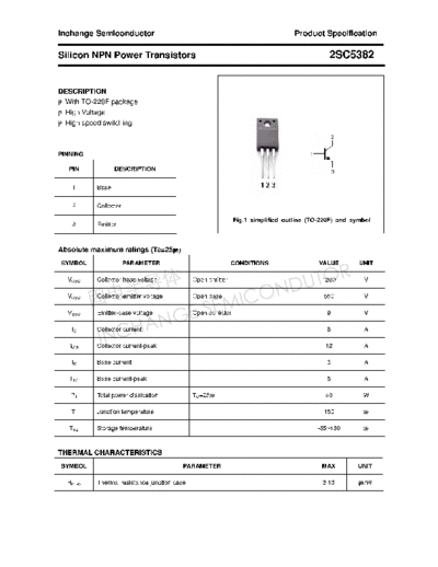 Inchange Semiconductor 2sc5382  . Electronic Components Datasheets Active components Transistors Inchange Semiconductor 2sc5382.pdf