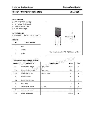 Inchange Semiconductor 2sd2586  . Electronic Components Datasheets Active components Transistors Inchange Semiconductor 2sd2586.pdf
