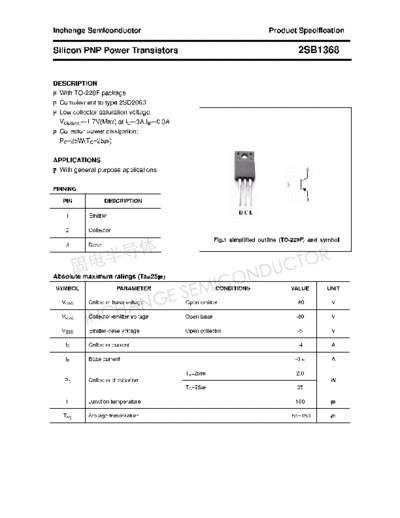 Inchange Semiconductor 2sb1368  . Electronic Components Datasheets Active components Transistors Inchange Semiconductor 2sb1368.pdf