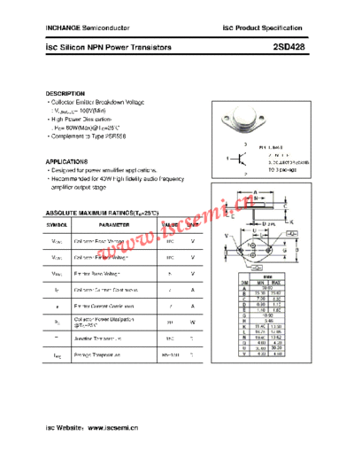 Inchange Semiconductor 2sd428  . Electronic Components Datasheets Active components Transistors Inchange Semiconductor 2sd428.pdf
