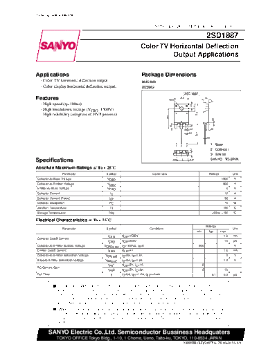 . Electronic Components Datasheets 2sd1887  . Electronic Components Datasheets Active components Transistors Sanyo 2sd1887.pdf