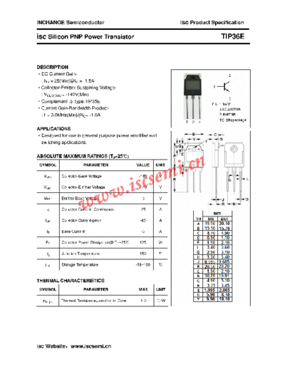 Inchange Semiconductor tip36e  . Electronic Components Datasheets Active components Transistors Inchange Semiconductor tip36e.pdf