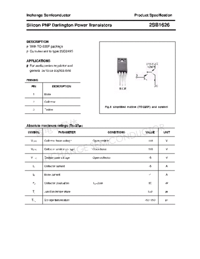 Inchange Semiconductor 2sb1626  . Electronic Components Datasheets Active components Transistors Inchange Semiconductor 2sb1626.pdf