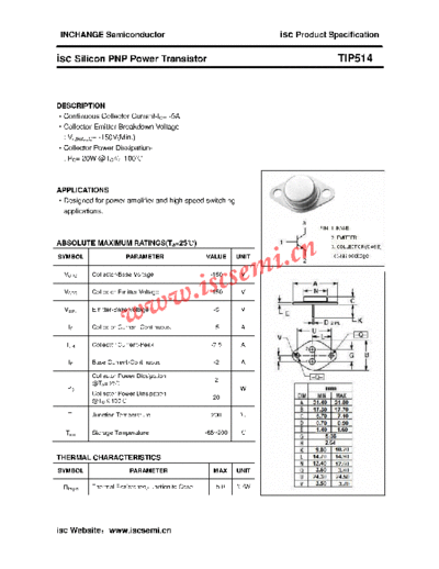 Inchange Semiconductor tip514  . Electronic Components Datasheets Active components Transistors Inchange Semiconductor tip514.pdf