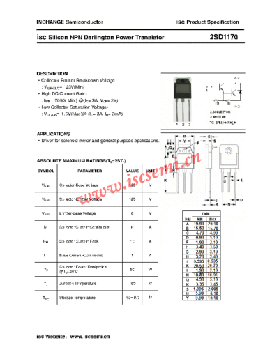 Inchange Semiconductor 2sd1170  . Electronic Components Datasheets Active components Transistors Inchange Semiconductor 2sd1170.pdf
