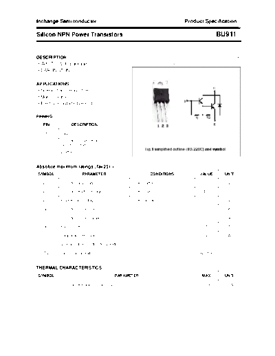 Inchange Semiconductor bu911  . Electronic Components Datasheets Active components Transistors Inchange Semiconductor bu911.pdf