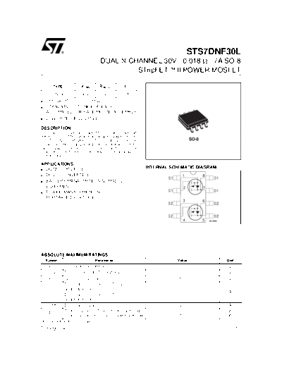 ST sts7dnf30l  . Electronic Components Datasheets Active components Transistors ST sts7dnf30l.pdf
