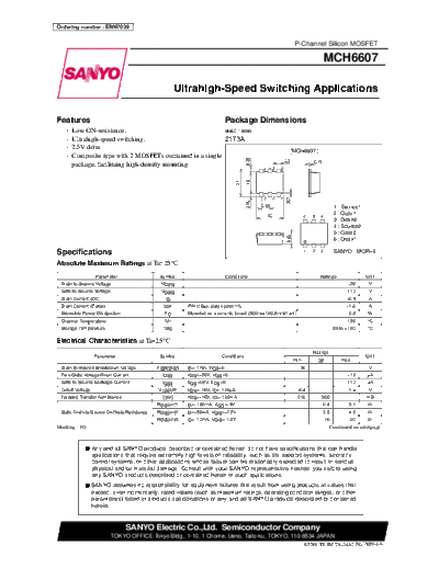 Sanyo mch6607  . Electronic Components Datasheets Active components Transistors Sanyo mch6607.pdf