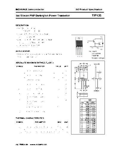 Inchange Semiconductor tip135  . Electronic Components Datasheets Active components Transistors Inchange Semiconductor tip135.pdf