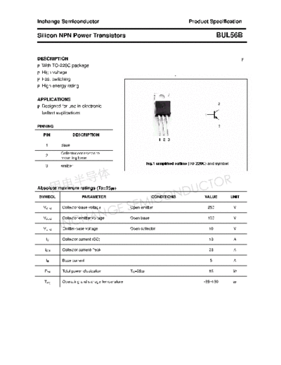 . Electronic Components Datasheets bul56b  . Electronic Components Datasheets Active components Transistors Inchange Semiconductor bul56b.pdf