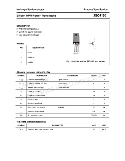 Inchange Semiconductor 2sc4150  . Electronic Components Datasheets Active components Transistors Inchange Semiconductor 2sc4150.pdf
