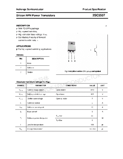 Inchange Semiconductor 2sc3507  . Electronic Components Datasheets Active components Transistors Inchange Semiconductor 2sc3507.pdf