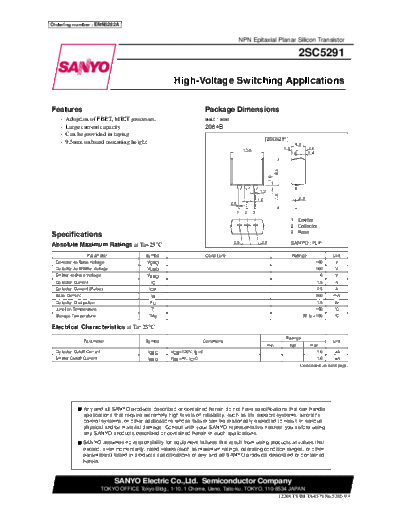 . Electronic Components Datasheets 2sc5291  . Electronic Components Datasheets Active components Transistors Sanyo 2sc5291.pdf