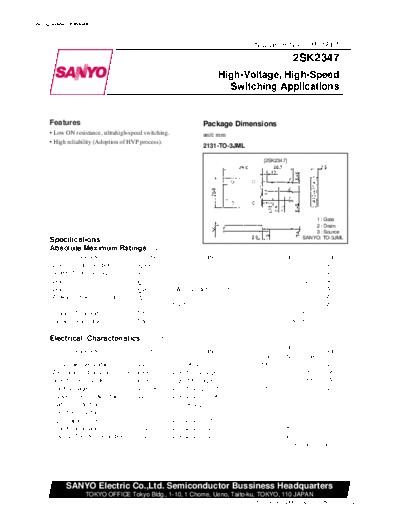 . Electronic Components Datasheets 2sk2347  . Electronic Components Datasheets Active components Transistors Sanyo 2sk2347.pdf