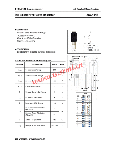 Inchange Semiconductor 2sc4442  . Electronic Components Datasheets Active components Transistors Inchange Semiconductor 2sc4442.pdf