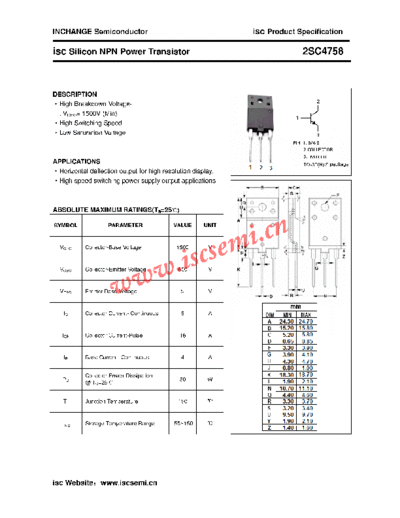 Inchange Semiconductor 2sc4758  . Electronic Components Datasheets Active components Transistors Inchange Semiconductor 2sc4758.pdf