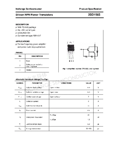Inchange Semiconductor 2sd1565  . Electronic Components Datasheets Active components Transistors Inchange Semiconductor 2sd1565.pdf