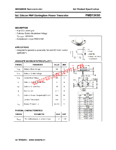 Inchange Semiconductor pmd13k80  . Electronic Components Datasheets Active components Transistors Inchange Semiconductor pmd13k80.pdf