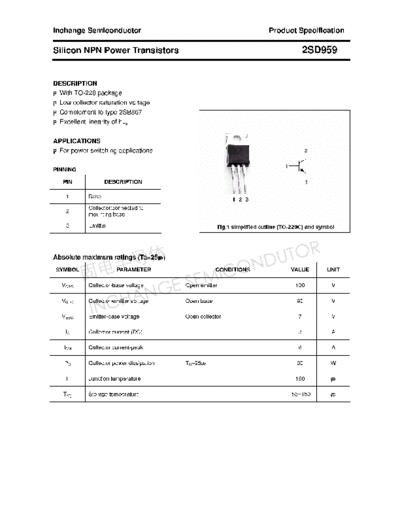 Inchange Semiconductor 2sd959  . Electronic Components Datasheets Active components Transistors Inchange Semiconductor 2sd959.pdf