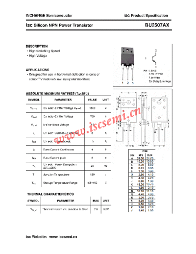 Inchange Semiconductor bu2507ax  . Electronic Components Datasheets Active components Transistors Inchange Semiconductor bu2507ax.pdf