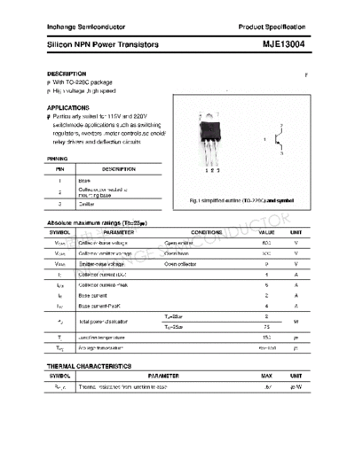 Inchange Semiconductor mje13004  . Electronic Components Datasheets Active components Transistors Inchange Semiconductor mje13004.pdf