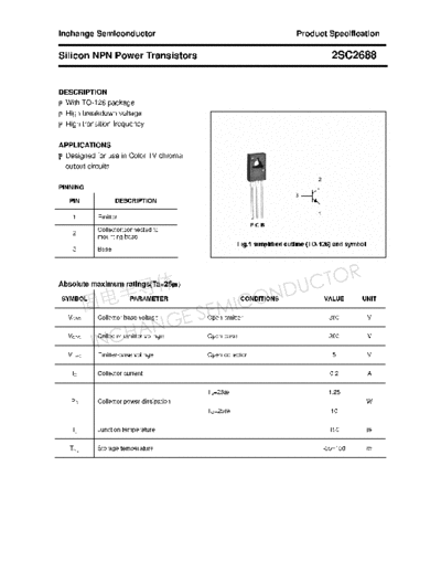 Inchange Semiconductor 2sc2688  . Electronic Components Datasheets Active components Transistors Inchange Semiconductor 2sc2688.pdf