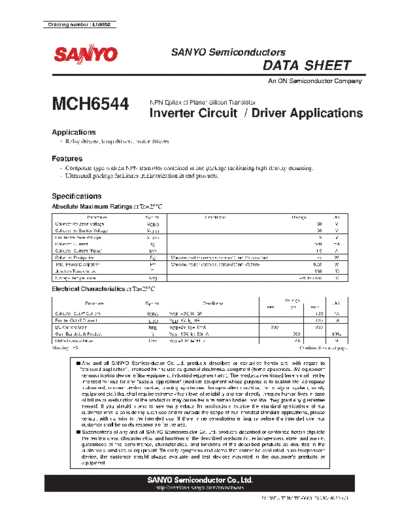 Sanyo mch6544  . Electronic Components Datasheets Active components Transistors Sanyo mch6544.pdf