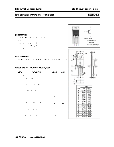 Inchange Semiconductor ksd362  . Electronic Components Datasheets Active components Transistors Inchange Semiconductor ksd362.pdf