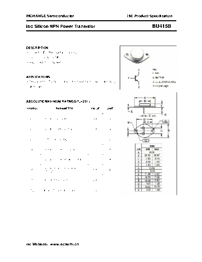 Inchange Semiconductor bu415b  . Electronic Components Datasheets Active components Transistors Inchange Semiconductor bu415b.pdf