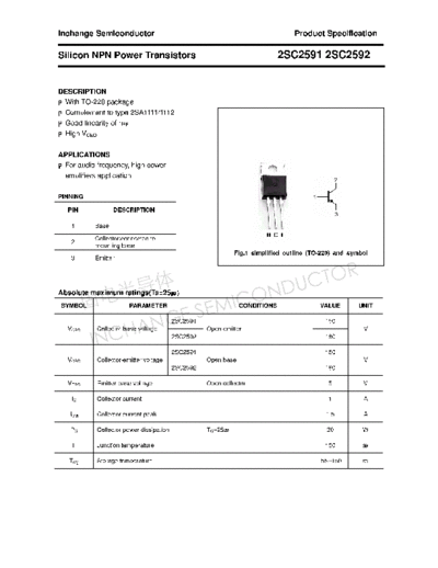 Inchange Semiconductor 2sc2591 2sc2592  . Electronic Components Datasheets Active components Transistors Inchange Semiconductor 2sc2591_2sc2592.pdf