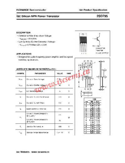 Inchange Semiconductor 2sd795  . Electronic Components Datasheets Active components Transistors Inchange Semiconductor 2sd795.pdf