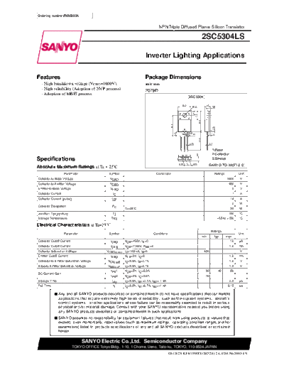. Electronic Components Datasheets 2sc5304ls  . Electronic Components Datasheets Active components Transistors Sanyo 2sc5304ls.pdf
