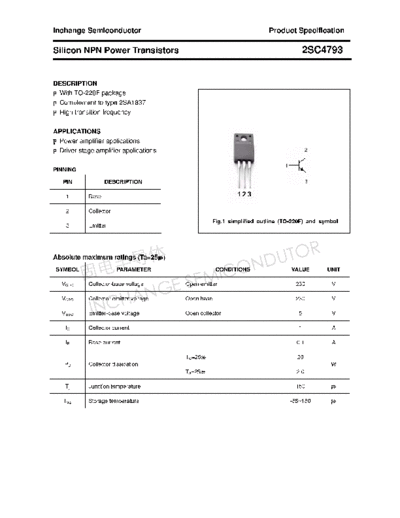 Inchange Semiconductor 2sc4793  . Electronic Components Datasheets Active components Transistors Inchange Semiconductor 2sc4793.pdf