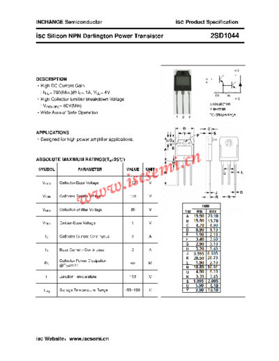 Inchange Semiconductor 2sd1044  . Electronic Components Datasheets Active components Transistors Inchange Semiconductor 2sd1044.pdf