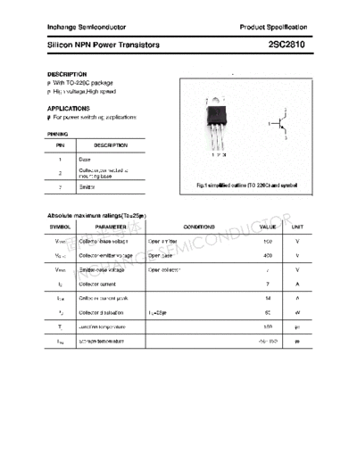 Inchange Semiconductor 2sc2810  . Electronic Components Datasheets Active components Transistors Inchange Semiconductor 2sc2810.pdf