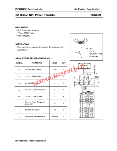 . Electronic Components Datasheets 2sd649  . Electronic Components Datasheets Active components Transistors Inchange Semiconductor 2sd649.pdf