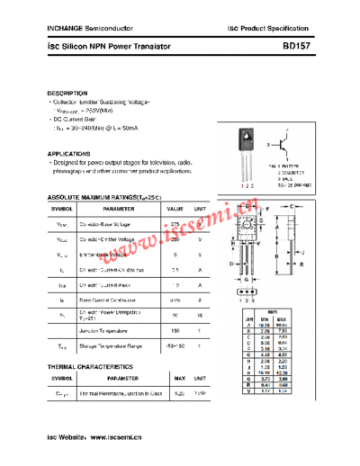 Inchange Semiconductor bd157  . Electronic Components Datasheets Active components Transistors Inchange Semiconductor bd157.pdf