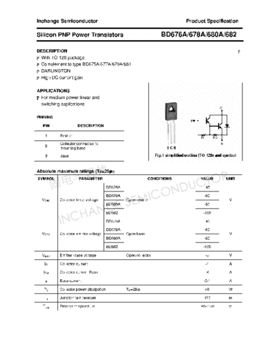 Inchange Semiconductor bd676a 678a 680a 682  . Electronic Components Datasheets Active components Transistors Inchange Semiconductor bd676a_678a_680a_682.pdf