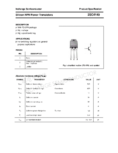 Inchange Semiconductor 2sc4140  . Electronic Components Datasheets Active components Transistors Inchange Semiconductor 2sc4140.pdf