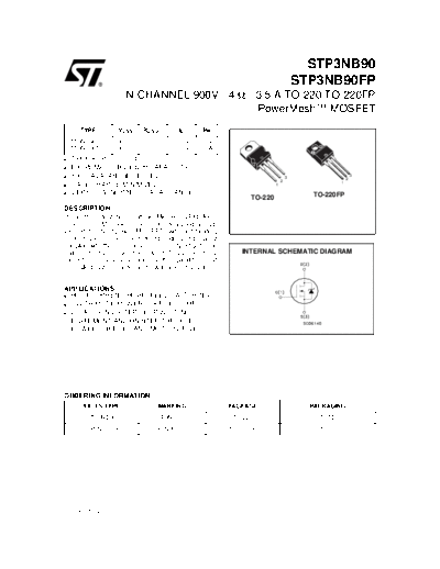 . Electronic Components Datasheets stp3nb90  . Electronic Components Datasheets Active components Transistors ST stp3nb90.pdf