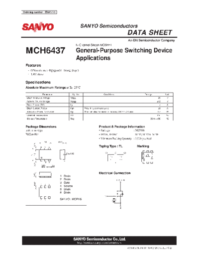 Sanyo mch6437  . Electronic Components Datasheets Active components Transistors Sanyo mch6437.pdf