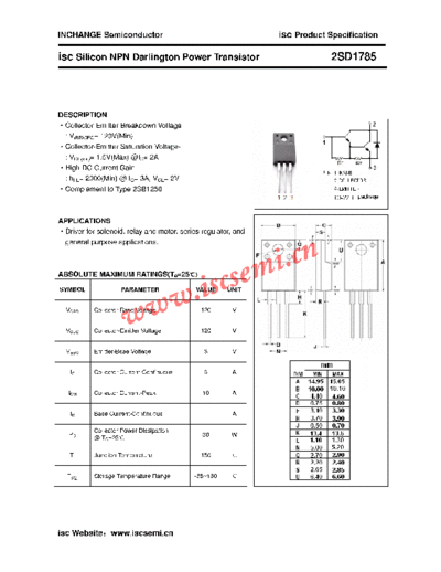 Inchange Semiconductor 2sd1785  . Electronic Components Datasheets Active components Transistors Inchange Semiconductor 2sd1785.pdf