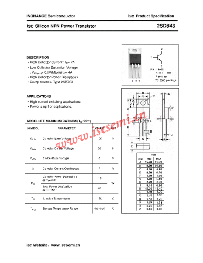 Inchange Semiconductor 2sd843  . Electronic Components Datasheets Active components Transistors Inchange Semiconductor 2sd843.pdf