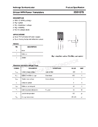 Inchange Semiconductor 2sd1878  . Electronic Components Datasheets Active components Transistors Inchange Semiconductor 2sd1878.pdf