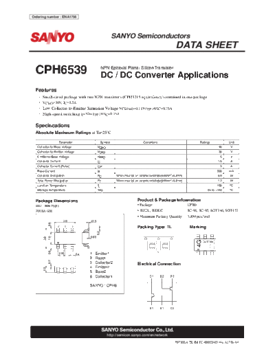 Sanyo cph6539  . Electronic Components Datasheets Active components Transistors Sanyo cph6539.pdf