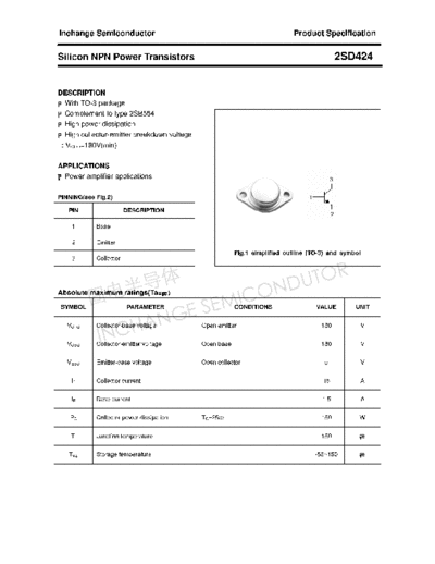 Inchange Semiconductor 2sd424  . Electronic Components Datasheets Active components Transistors Inchange Semiconductor 2sd424.pdf