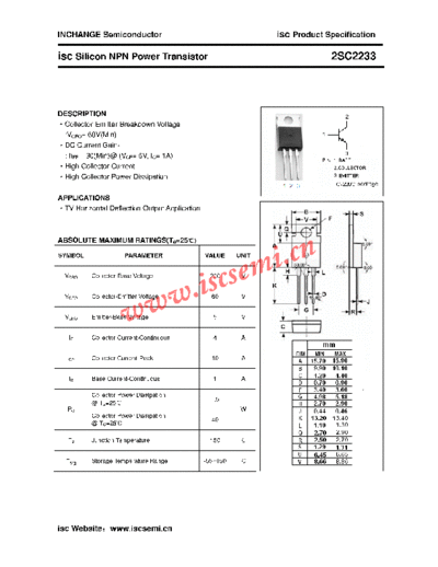 Inchange Semiconductor 2sc2233  . Electronic Components Datasheets Active components Transistors Inchange Semiconductor 2sc2233.pdf