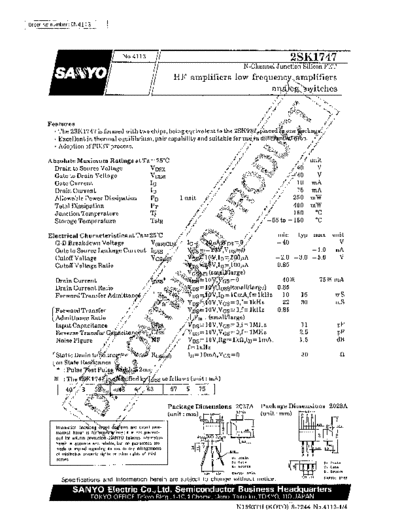 Sanyo 2sk1747  . Electronic Components Datasheets Active components Transistors Sanyo 2sk1747.pdf